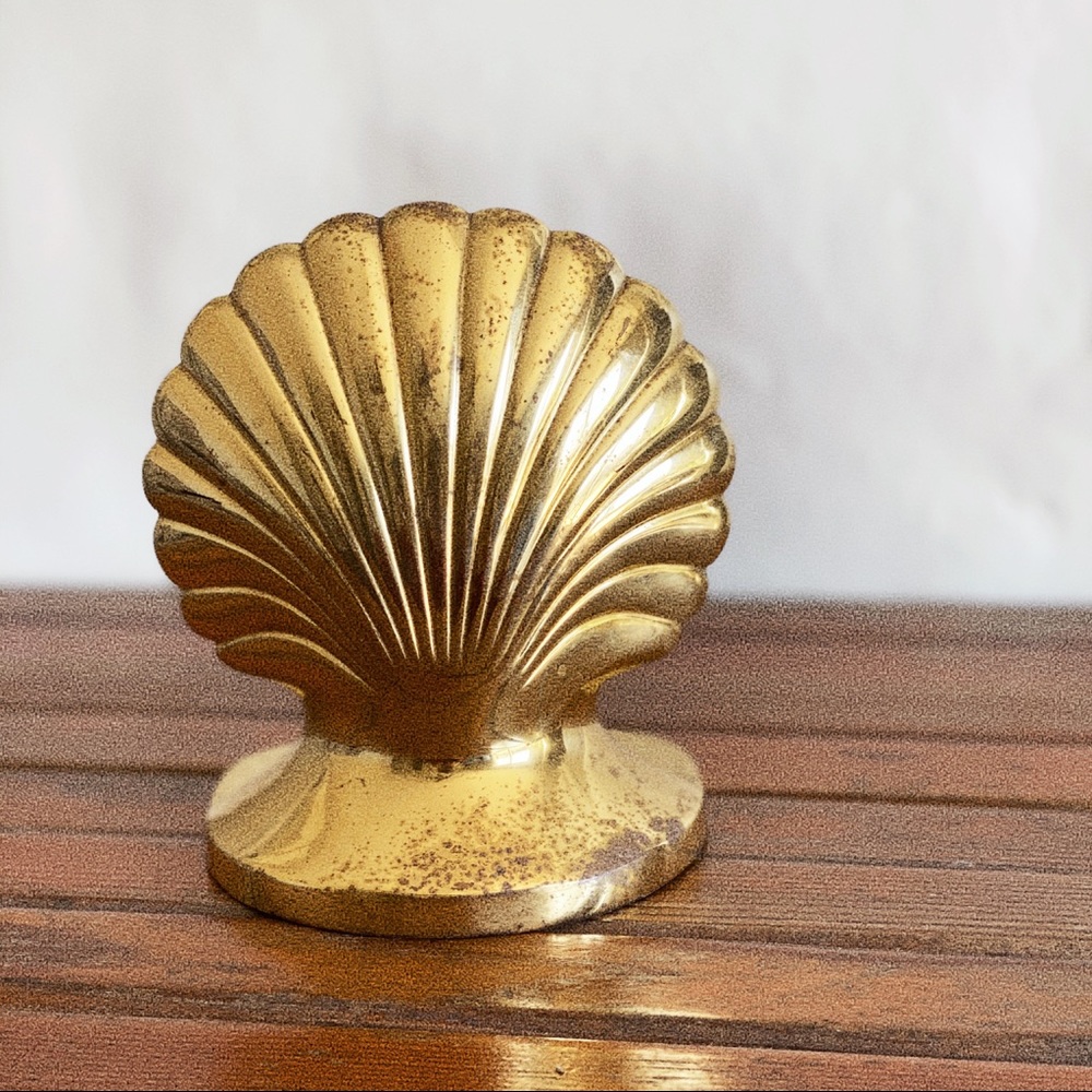 Vintage Brass Seashell Book End